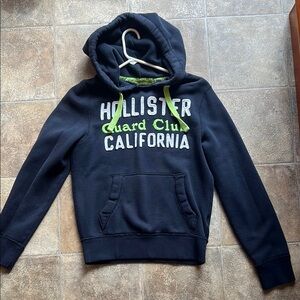 Hollister Navy Hoodie with Green Accents
